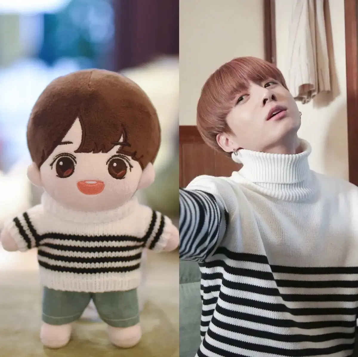 BTS 방탄소년단 JK 정국 인형옷 블랙 줄무늬 니트티 15CM 20CM